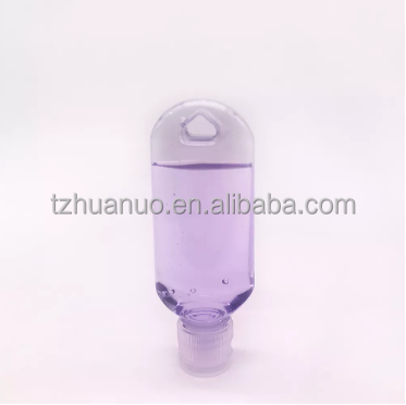 Clear 50mL PET Hand Wash Container Portable Refillable Empty Travel Squeeze Bottle with Hook