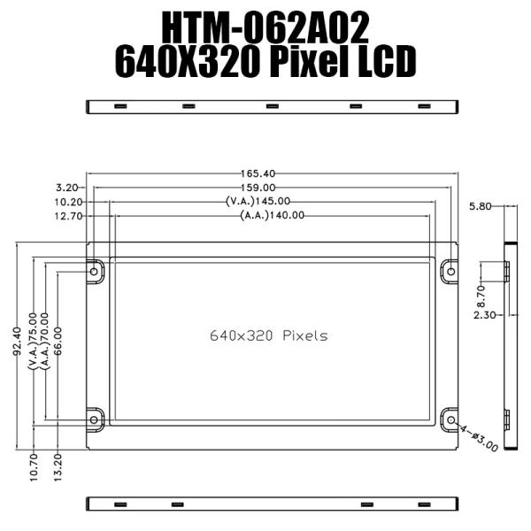 6.2 Inch Lcd Display 640x320 Resolution MONO TFT LCD Sunlight Readable Monitor