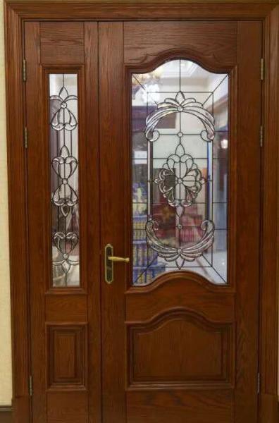 high quantity wooden door decorative  glass with patina caming
