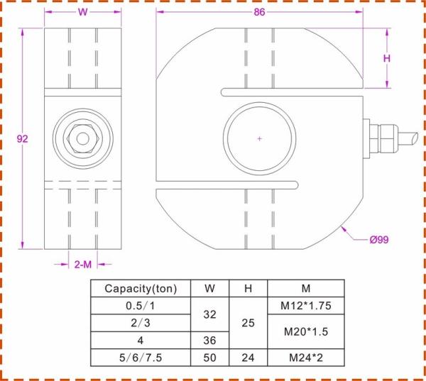 4000kg S-beam load cell 5000kg S-type load cell 6000kg S shaped load cell IP68
