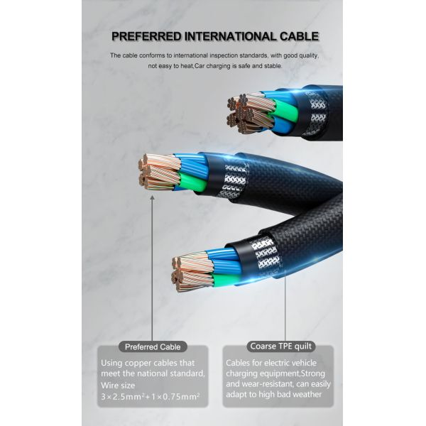 Double Gun Head Eu Ac Ev Portable Chargers 16A 32A 3.5Kw 7Kw Mobile Ev Charger Plug Type 2 Ev Car Charging Cable