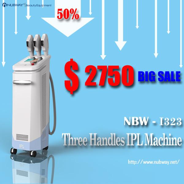 big promotion three handles IPL hair beauty machines for wrinkles and acne hair removal