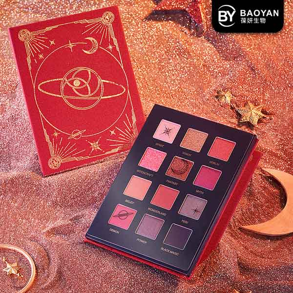 Логотип палитры 12 теней для век Сатурна Shimmer красными минеральными подгонянный цветами