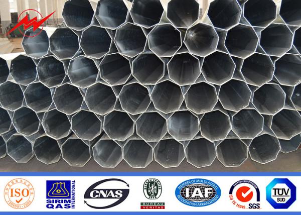 High Voltage 35KV Cross Arm Galvanized Steel Power Tubular Poles With Bitumen
