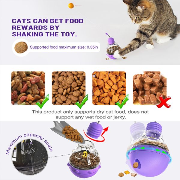 Stimulate Cat Interest Purple Interactive Movement Pet Toy with Gravity Feed Leaky Food