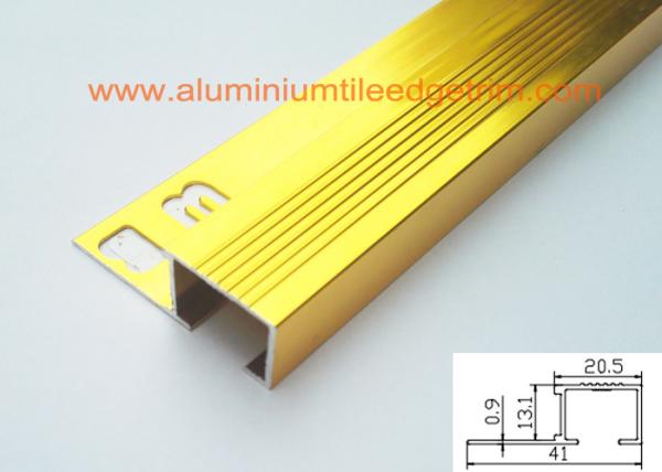 Architectural Aluminum Stair Nosing , Grooved Safety Tread Stair Nosings For Carpet