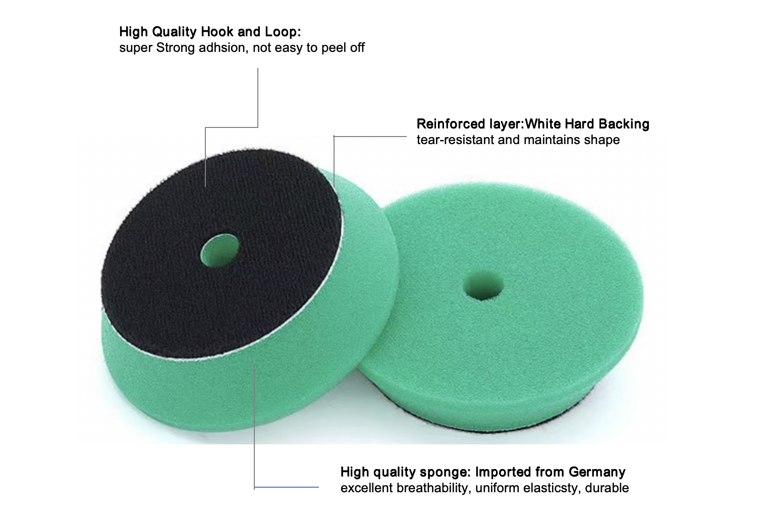 Beveled Edge Foam Polishing Pad Green Heavy Cutting Polishing Pad For Automotive Detailing