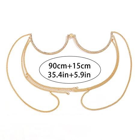2025 Hot Wholesale Layered Rhinestone Body Chain Sexy Gold Body Belly Chain Beach Body Jewelry Party for Women and Girls