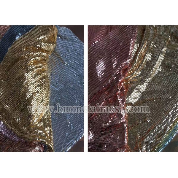 Fashionable Metal Screen Drapery Decorative/Silver Metallic Clothing/Sequin Metal Mesh Fabric