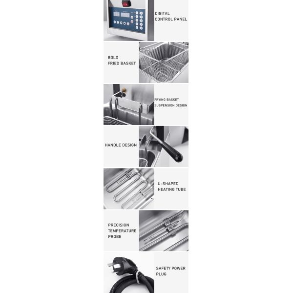High Safety Level Stainless Steel Commercial Deep Fryer with Automatic Basket Lift-Up