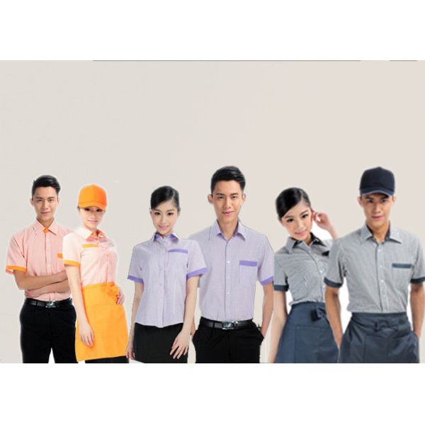 Embroidery Logo Restaurant Staff Uniform , Cool Bar Work Shirts Suit Collar Style