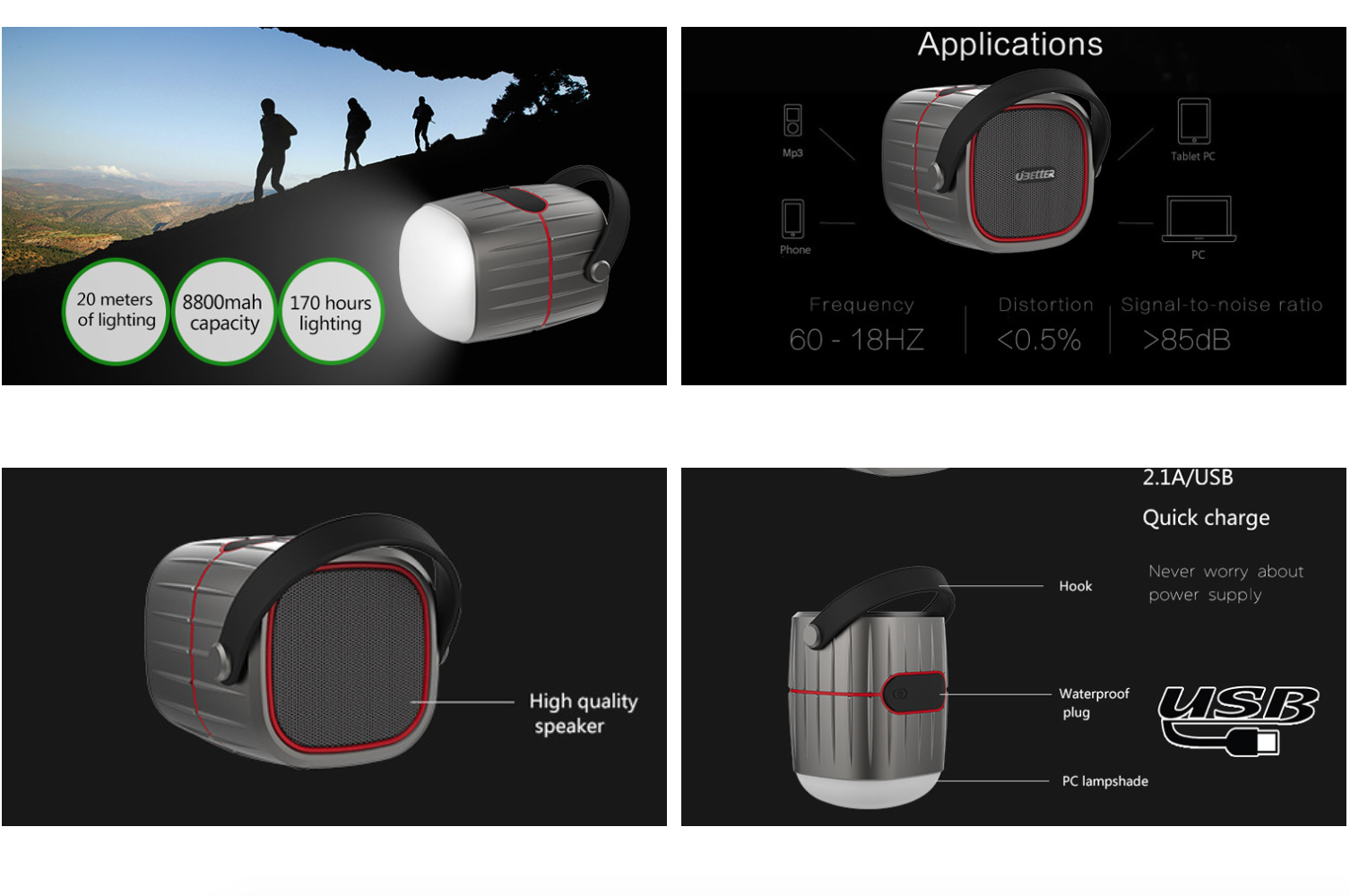 Располагаться лагерем приведенный бивуака небольшой освещает диктора Bluetooth фонариков высокого люмена портативного располагаясь лагерем с крюком