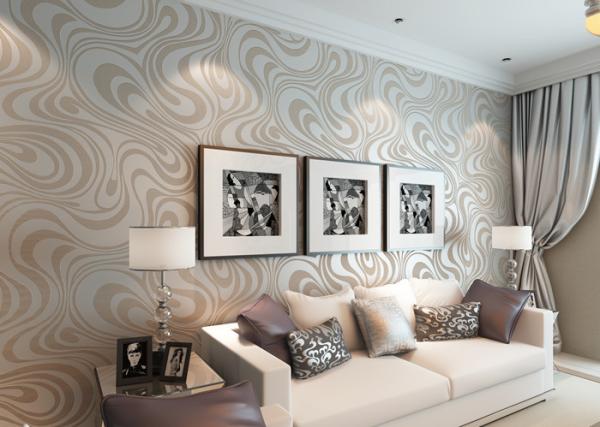 0.7*8.4M Removable Non  -woven Modern Luxury Wallpaper with Abstract Curve
