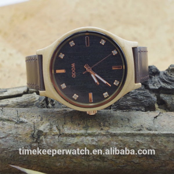 custom wood watches ladies 2015 , wooden bamboo and leather watches oem