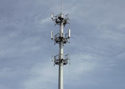 Q235B Steel Monopole Telecommunications Tower , Antenna Microwave Cell Phone Broadcasting Tower
