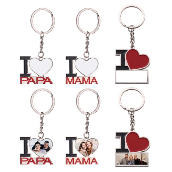 Metal Blank Sublimation Keychain I LOVE Heart DIY Printed Photo Keychain Pendant