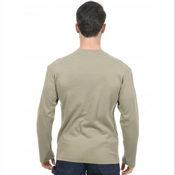 O UL 100% caqui do franco Henley Shirts NFPA2112 do algodão certificou o uso dos homens