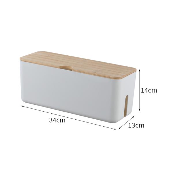 Wooden Lid 34*13*14cm Cable Organizer Box Storage For Desk