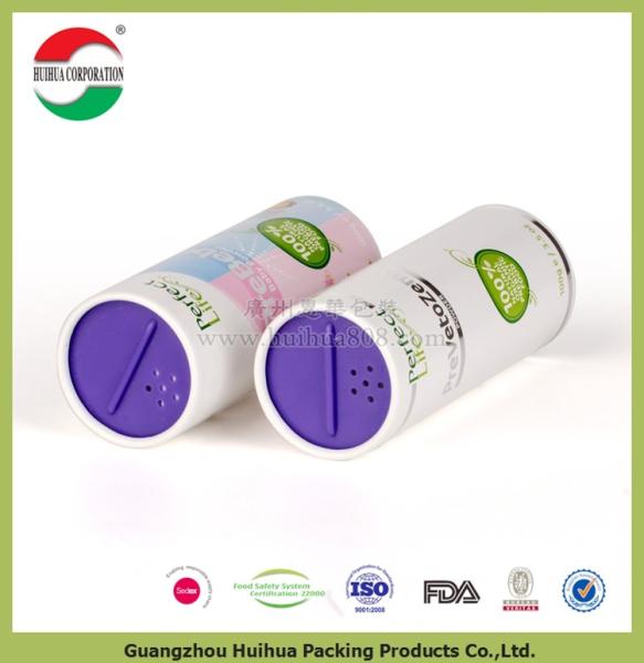 Tubo do papel do produto comestível que empacota a parte superior colorida do abanador para o talco