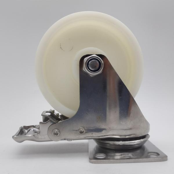 5 Inch Medium Duty 304 Stainless Steel Nylon Wheel Casters with Lockable Swivel and Corrosion Resistance