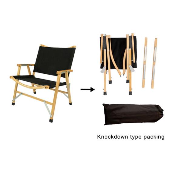 Oak Wood Fold Out Camping Chair 2.4kg 600D Oxford Fabric
