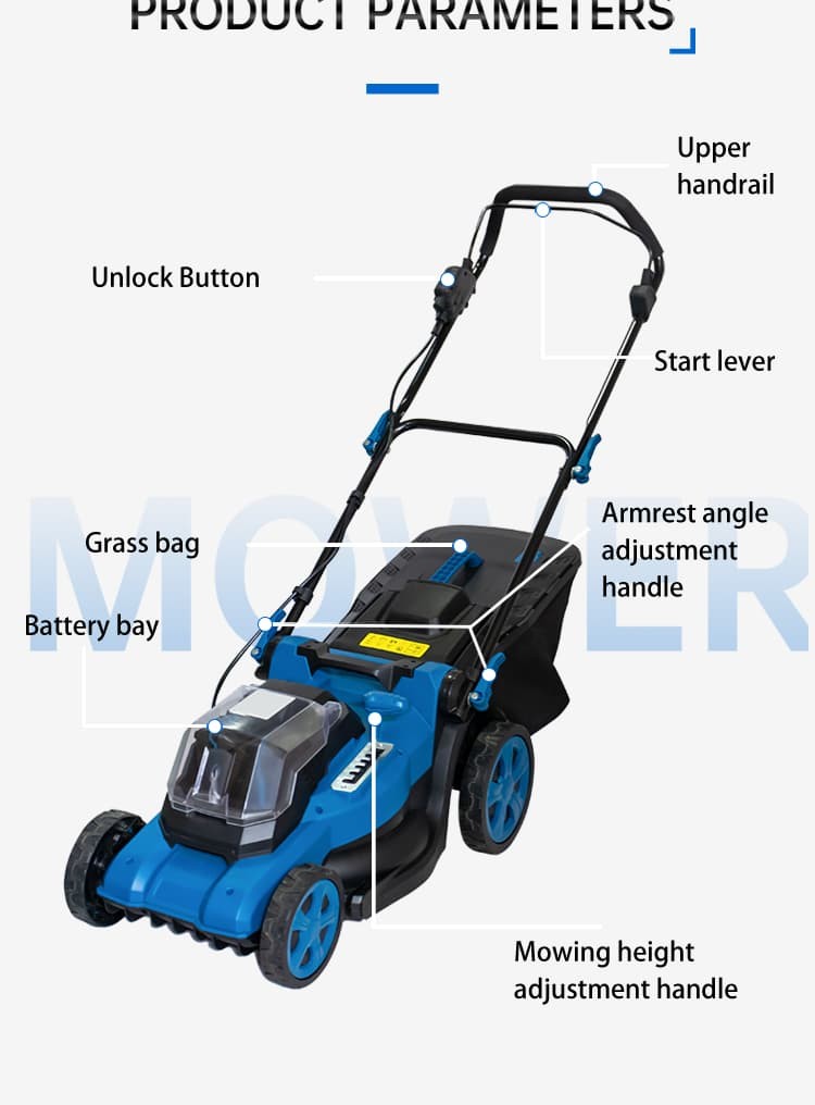 Газонокосилка бесшнурового нажима электрическая складная с Bagger 45L