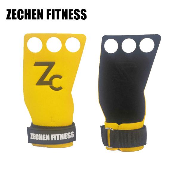 Weight Lifting Palm Calleras OEM Cross Fit Hand Grips 3 Hole Yellow Microfiber