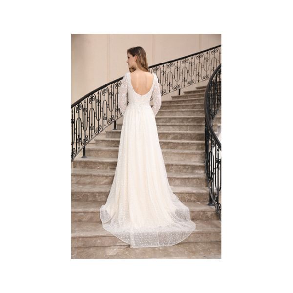 White Lace Beaded Long Sleeve Evening Gowns Maxi For Wedding Prom