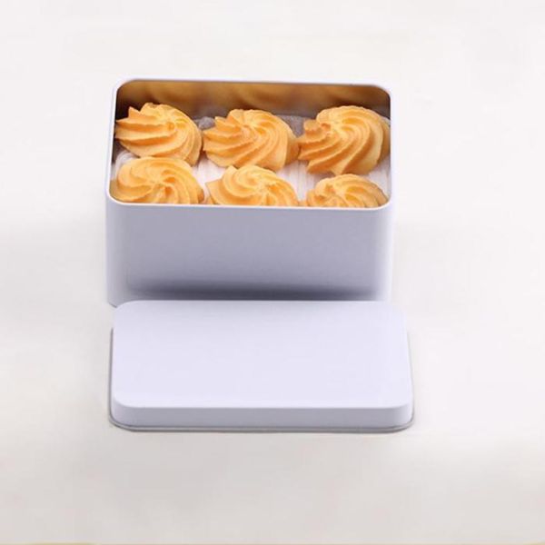 Recyclable Tinplate Metal Cake Tin Cans Bread Sandwiches Pizza Sushi Rectangle