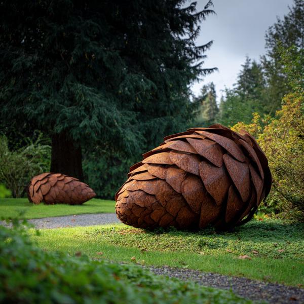 Corten Steel Pinecones Sculpture Modern Decorative Art for Garden and Patio