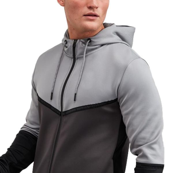 Customized Logo Polyester Long Sleeve Full Zipper Design Hoodie Men Sportswear with Pocket