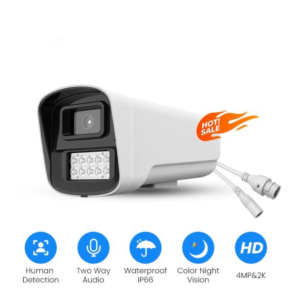H.265 Caméra réseau résistante aux intempéries OEM 2K IP POE 4MP Starlight Double lumière de la vision nocturne Caméra de sécurité par balles CCTV