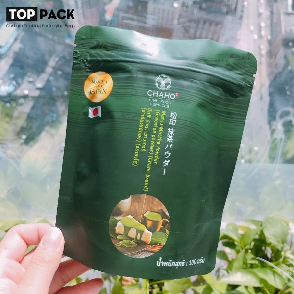 100g Resealable Mylar Matcha Green Tea Powder Packaging Bag Zipper Top