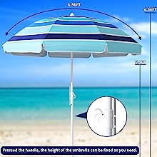Heavy Duty High Wind Beach Umbrella Parasols Sand Anchor & Tilt Sun Shelter, UV 50+ Protection Outdoor Sunshade