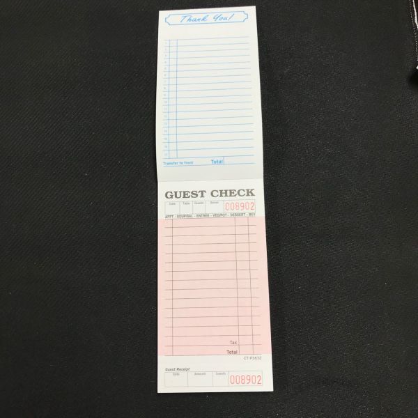 Single part red color board paper Custom Guest Check Paper With Perforated Sequentially Numbered