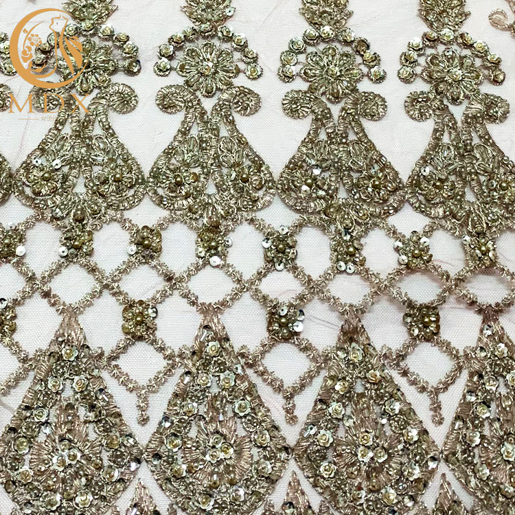 Золото 55 дюймов африканское отбортовало полиэстер вышивки Sequins яркого блеска