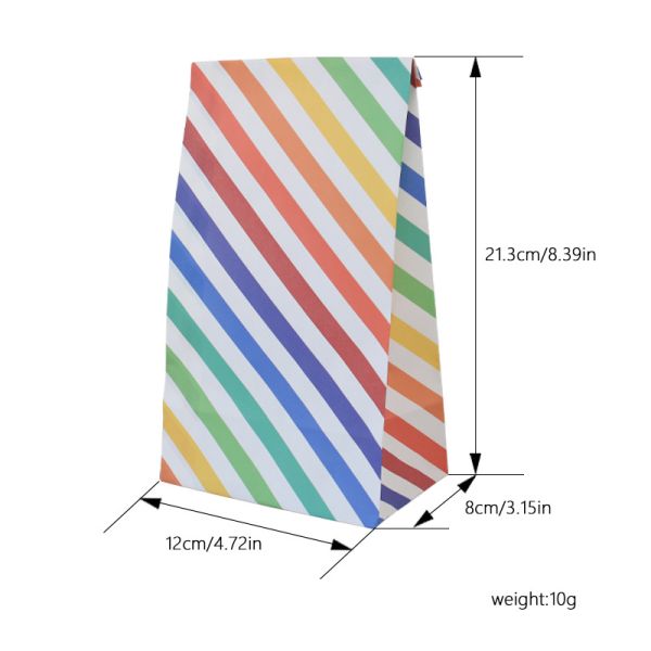 Colorful Stripe Eco Friendly Kraft Paper Bag Food Packaging 9g/PCS