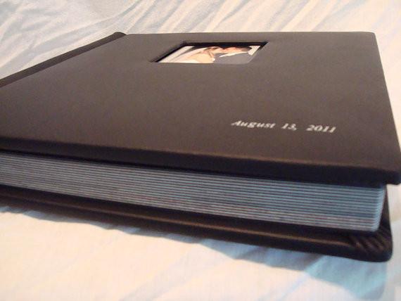 Unique 14*11 inch Round Corner / Flat Spine / Sliver Words Cameo Wedding Albums