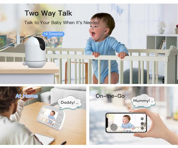 5.5 Inch Lcd Ir Night Vision 2 Way Talk Baby Monitor 1080P Wifi 2.4Ghz With PTZ Camera