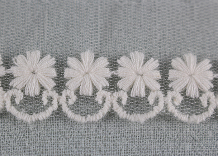 Французская флористическая вышитая нежность отделок шнурка сетки хлопка вручая для платьев ребенка