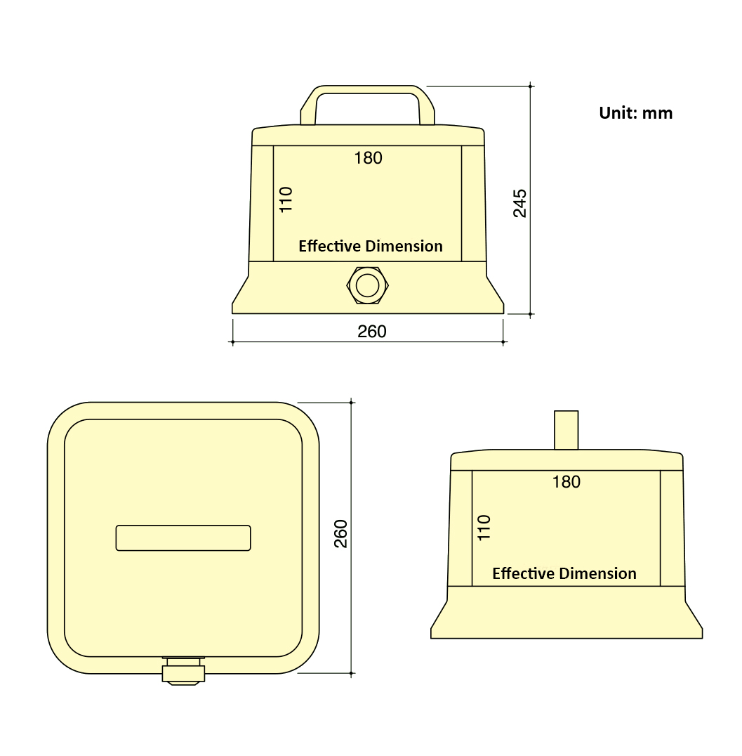 Пластмасса 32A 260*260*245mm коробки распределения силы IP67 синтаксиса MZ8 временная
