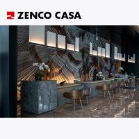 Hotel Lobby Furniture Fixed Pedestal Tables And Wooden Lounge Chairs