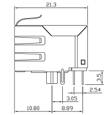 XRJF-01A-0-E11-010 встают на сторону PCB Jack Rj45 1x10/100Mbps входа, LPJ0025CNL