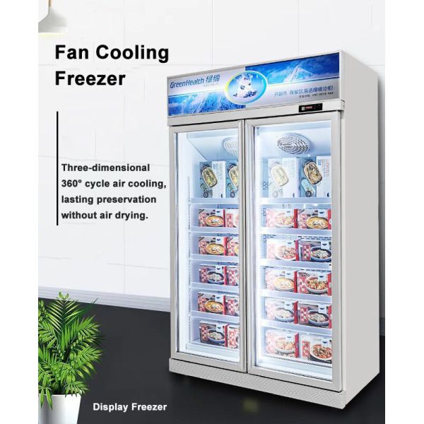 Автомобиль размораживает замораживатель дисплея коммерчески двойной двери чистосердечный для мяса