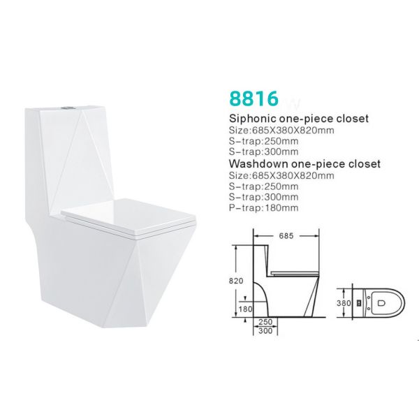Sanitary Ware White Bathroom Ceramic Toilet Bowl Diamond Shape Floor Mounted Washdown One Piece Wc Toilets