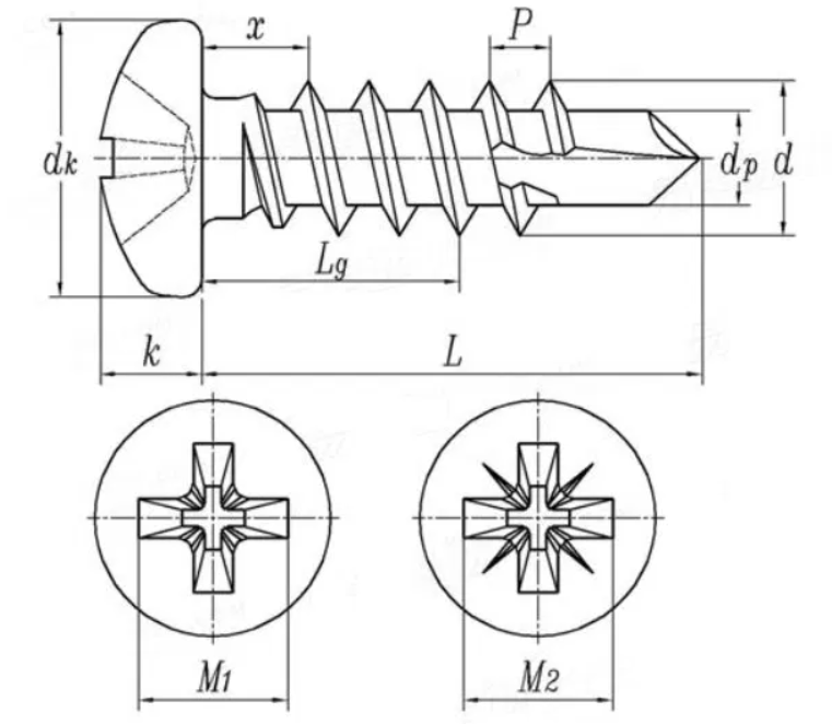 Pan Head Cross Slot Self Drilling Screws
