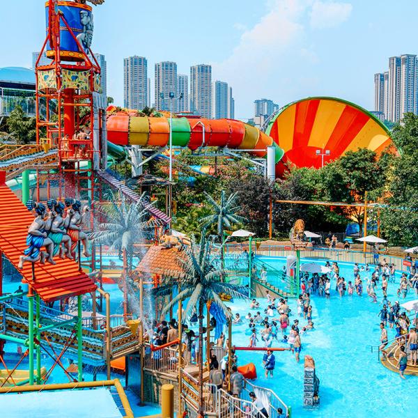 Water Park Equipment Theme Water Splash Kids Raft Riders Water Spray Fiberglass Slide for Sale
