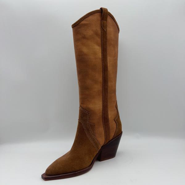 soft cow suede leather with canvas upper，pointed toe Womens genuine Leather winter Dress Boots