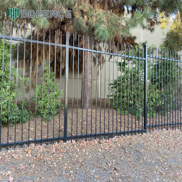 Black Flood-Resistant Tubular Metal Fence Waterproof Base