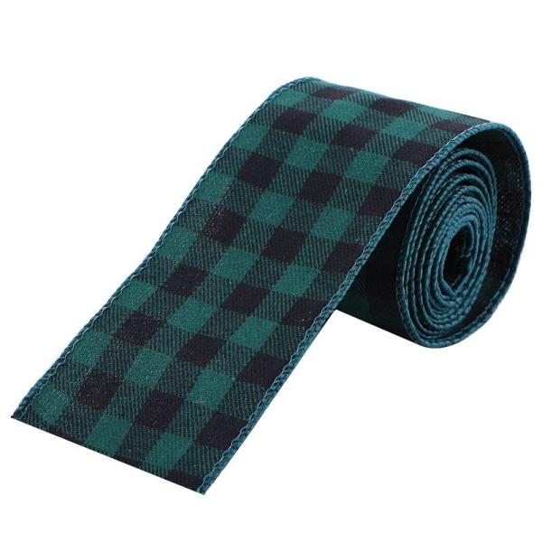 2-1/2 Larga 6 Yards Plaid Burlap Faixa de Natal Fios Faixa de Envolvimento Faixa 63mm Jute / Poliéster